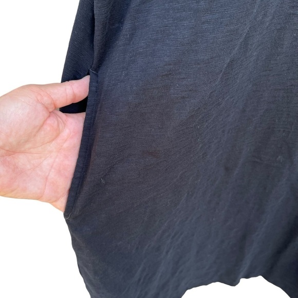 Chico’s Embroidered Lace Sleeve Black V-Neck Shift Dress Cotton Slub Pockets 12 - Picture 10 of 15